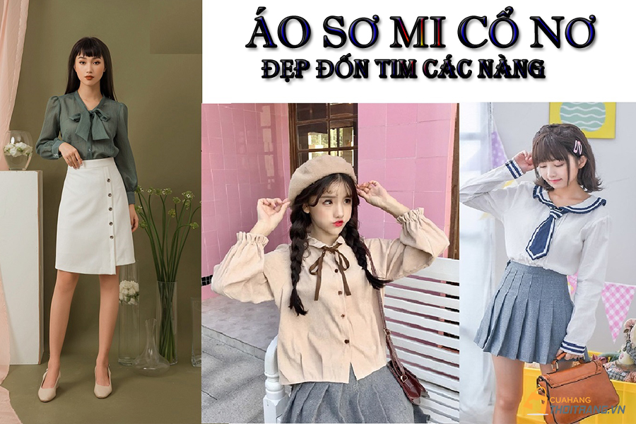 Áo sơ mi cổ nơ: Hot trend xinh xắn làm 